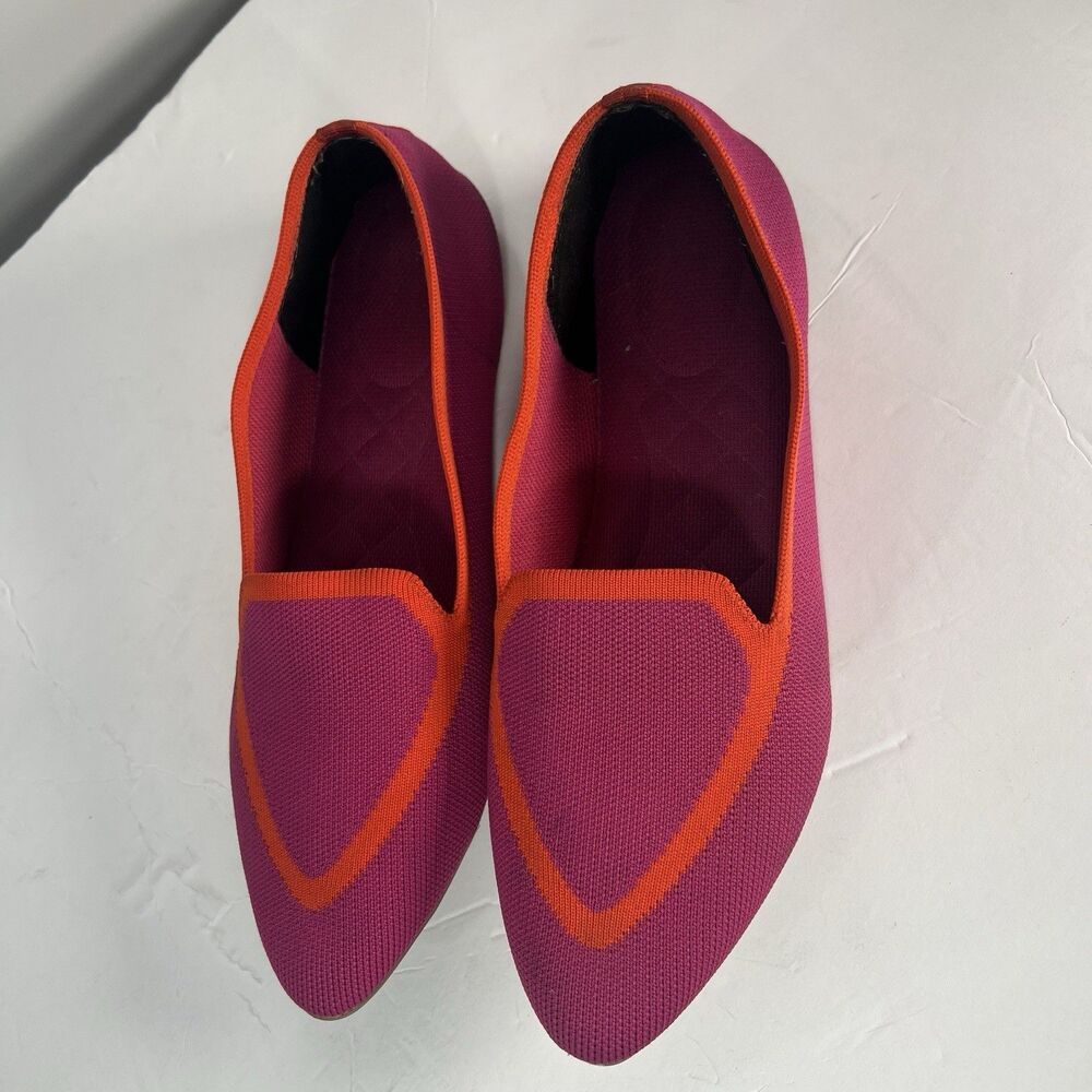 Birdies Blackbird Two Tone Slip On Flats Pink Orange Stretch Washable Size 10 - Picture 4 of 14